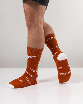 TCK socks Texas Longhorns Mayhem Crew Socks (Made in USA)
