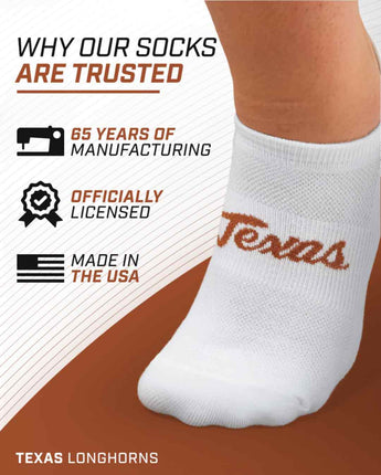 TCK socks Texas Longhorns / One Size TCK Texas Longhorns No Show Liner Socks (3-Pack)
