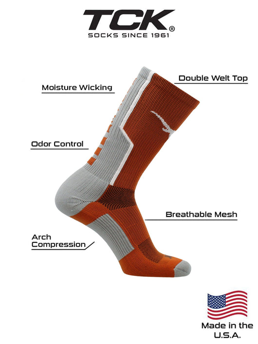 TCK socks Texas Longhorns Perimeter Crew Socks
