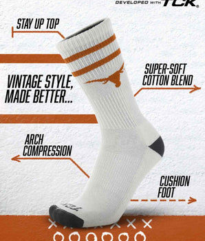 TCK socks Texas Longhorns | Vintage | NCAA Mens and Womens Soft Cotton Sock