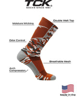 TCK socks Texas Longhorns Woodland Camo Crew Socks