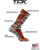 TCK socks Texas Longhorns Woodland Camo Crew Socks