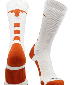 TCK socks Texas Orange/White / Large Texas Longhorns Baseline Crew USA Made