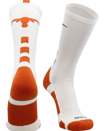 TCK socks Texas Orange/White / Large Texas Longhorns Baseline Crew USA Made