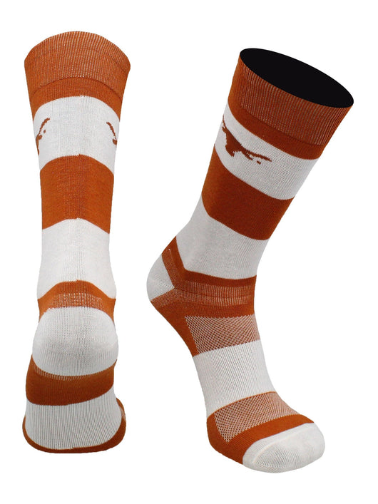 TCK socks Texas Orange/White / Large Texas Longhorns Socks Game Day Striped Crew Socks