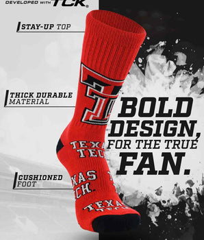 TCK socks Texas Tech Red Raiders Mayhem Crew Socks (Made in USA)