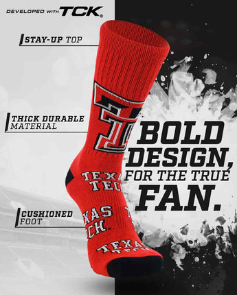 TCK socks Texas Tech Red Raiders Mayhem Crew Socks (Made in USA)