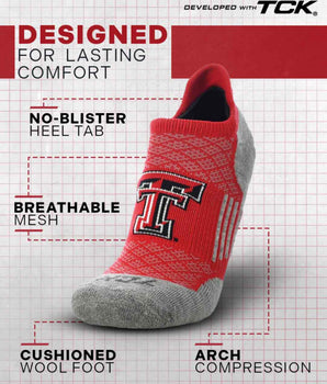 TCK socks Texas Tech Red Raiders Tour No Show Tab Socks - Made in USA