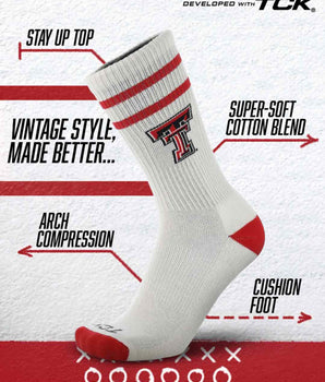 TCK socks Texas Tech Red Raiders | Vintage | NCAA Mens and Womens Soft Cotton Sock