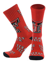 TCK socks Texas Tech Scarlet/Black/White / Large Texas Tech Red Raiders Mayhem Crew Socks (Made in USA)