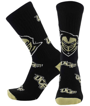TCK socks UCF Black/Vegas Gold / Large Central Florida Knights Mayhem Crew Socks (Made in USA)