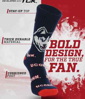 TCK socks UConn Huskies Mayhem Crew Socks (Made in USA)
