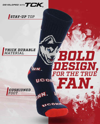 TCK socks UConn Huskies Mayhem Crew Socks (Made in USA)