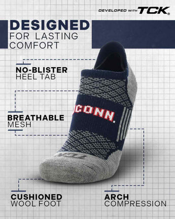 TCK socks UConn Huskies Tour No Show Tab Socks - Made in USA