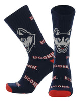TCK socks UConn Navy/Scarlet/White / Large UConn Huskies Mayhem Crew Socks (Made in USA)