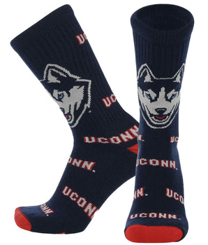 TCK socks UConn Navy/Scarlet/White / Large UConn Huskies Mayhem Crew Socks (Made in USA)