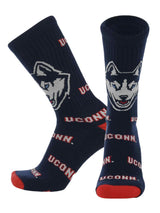 TCK socks UConn Navy/Scarlet/White / Large UConn Huskies Mayhem Crew Socks (Made in USA)