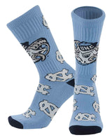 TCK socks UNC Tar Heels Columbia Blue/White / Large UNC Tar Heels Mayhem Crew Socks (Made in USA)