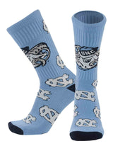 TCK socks UNC Tar Heels Columbia Blue/White / Large UNC Tar Heels Mayhem Crew Socks (Made in USA)