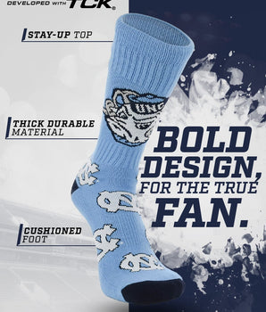 UNC Tar Heels Mayhem Crew Socks (Made in USA)
