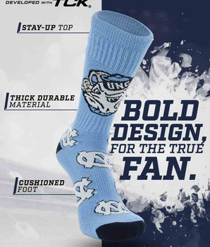 TCK socks UNC Tar Heels Mayhem Crew Socks (Made in USA)