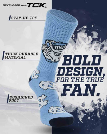 TCK socks UNC Tar Heels Mayhem Crew Socks (Made in USA)