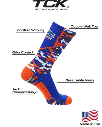 TCK socks University of Florida Gators Woodland Camo Crew Socks