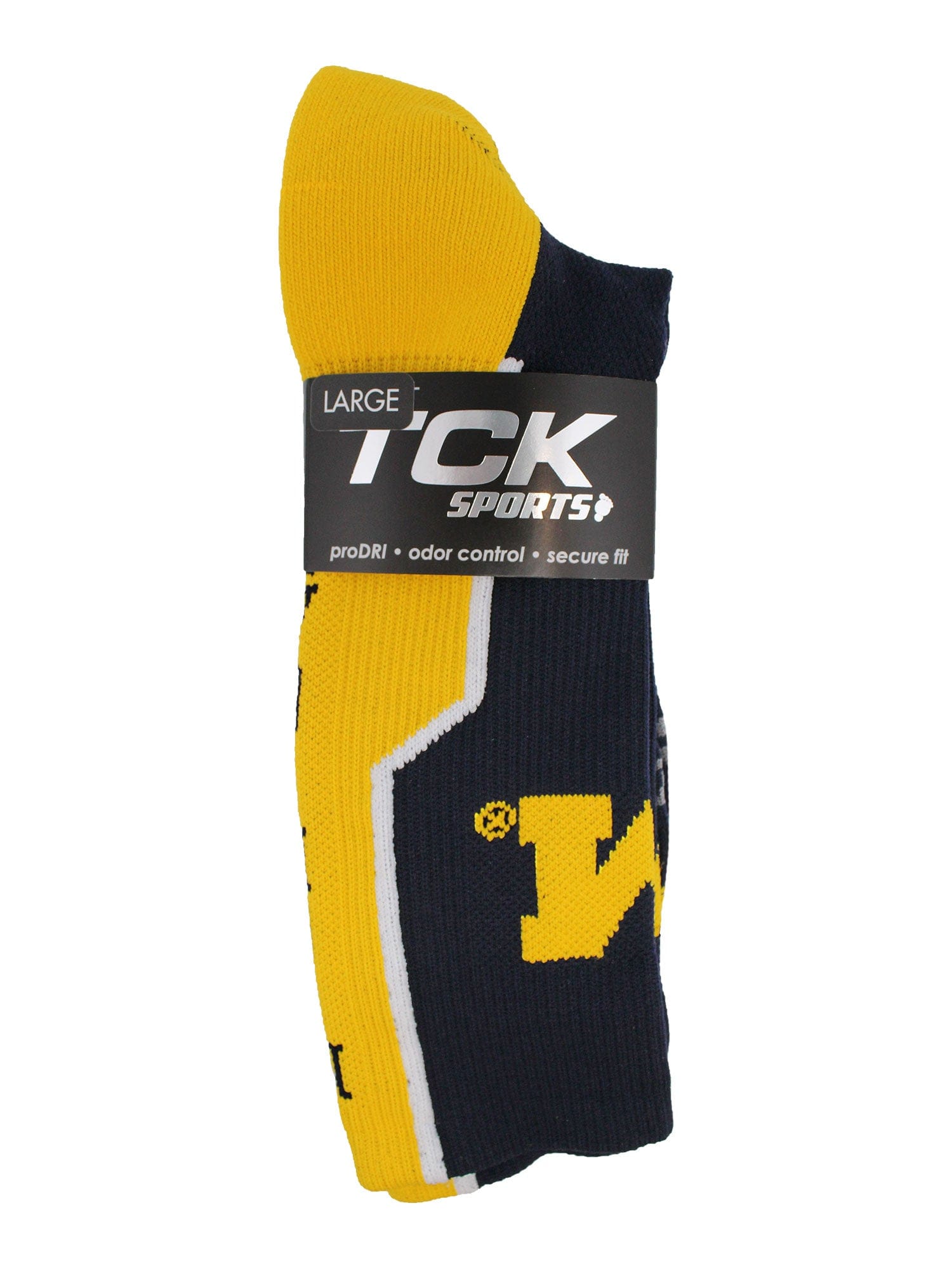 Calzini Ufficiali Michigan Wolverines Perimeter Crew, Blu Navy/oro/bianco, Taglia S (scarpe 36-38) - 4