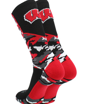 TCK socks University of Wisconsin Badgers Woodland Camo Crew Socks
