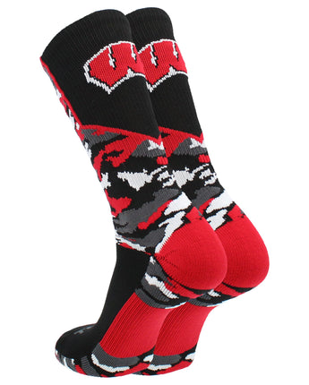 TCK socks University of Wisconsin Badgers Woodland Camo Crew Socks