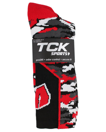 TCK socks University of Wisconsin Badgers Woodland Camo Crew Socks