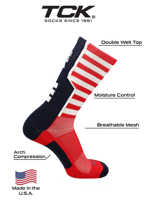TCK socks USA American Flag Socks Crew Length USA Strong