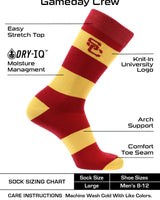 USC Trojans Cardinal & Gold Striped Crew Socks - NCAA Men's Dress & Casual Game Day Apparel - Soft Gear