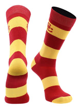 USC Trojans Cardinal & Gold Striped Crew Socks - NCAA Men's Dress & Casual Game Day Apparel - Soft Gear, Large