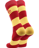 USC Trojans Cardinal & Gold Striped Crew Socks - NCAA Men's Dress & Casual Game Day Apparel - Soft Gear
