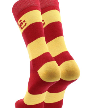 USC Trojans Cardinal & Gold Striped Crew Socks - NCAA Men's Dress & Casual Game Day Apparel - Soft Gear