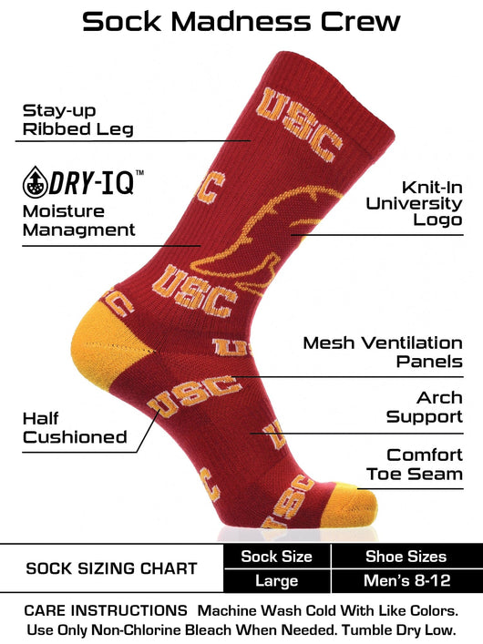 TCK socks USC Red/Gold / Large USC Trojans Socks Crew Length Sock Mayhem