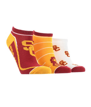 TCK socks USC Red/Gold/White / Large USC Trojans No Show Socks Full Field 3 Pack