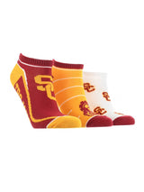 TCK socks USC Red/Gold/White / Large USC Trojans No Show Socks Full Field 3 Pack
