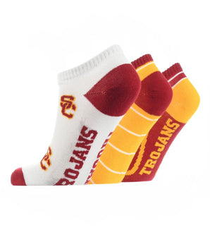 TCK socks USC Red/Gold/White / Large USC Trojans No Show Socks Full Field 3 Pack