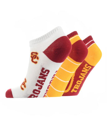 TCK socks USC Red/Gold/White / Large USC Trojans No Show Socks Full Field 3 Pack