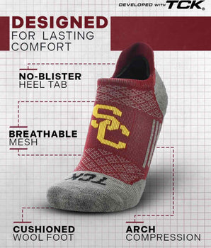 TCK socks USC Trojans Tour No Show Tab Socks - Made in USA
