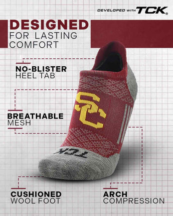 TCK socks USC Trojans Tour No Show Tab Socks - Made in USA