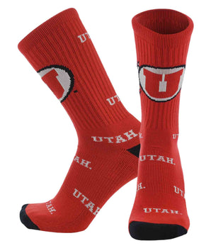TCK socks Utah Scarlet/Black/White / Large Utah Utes Mayhem Crew Socks (Made in USA)
