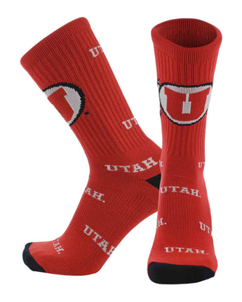 TCK socks Utah Scarlet/Black/White / Large Utah Utes Mayhem Crew Socks (Made in USA)