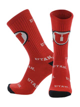 TCK socks Utah Scarlet/Black/White / Large Utah Utes Mayhem Crew Socks (Made in USA)