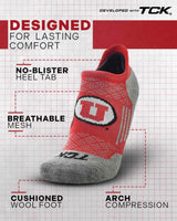 TCK socks Utah Utes Tour No Show Tab Socks - Made in USA