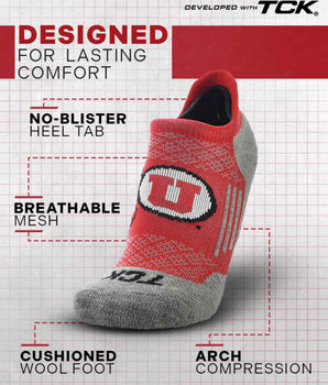 TCK socks Utah Utes Tour No Show Tab Socks - Made in USA