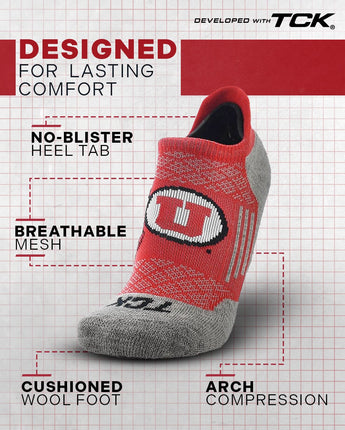 TCK socks Utah Utes Tour No Show Tab Socks - Made in USA