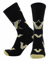TCK socks Vanderbilt Black/Vegas Gold / Large Vanderbilt Commodores Mayhem Crew Socks (Made in USA)